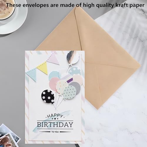 50 Stück Kraftpapier Briefumschläge B6 (17.6x12.5cm) 150gsm Premium Hochzeit Einladungskarten mit elegantem Design für Veranstaltungsplaner, Designer für Handwerk Liebhaber