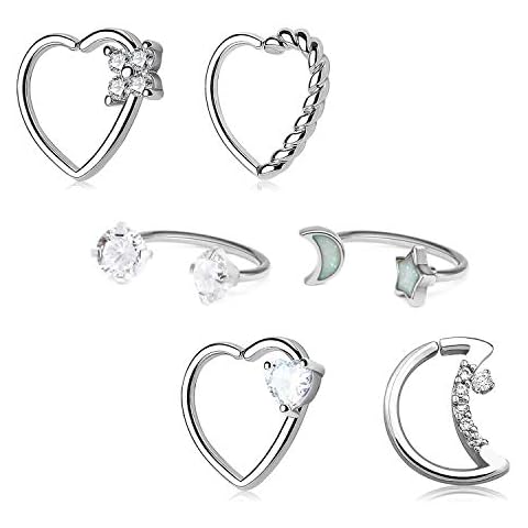 Longita 16G Heart Moon Piercing Earrings Cover