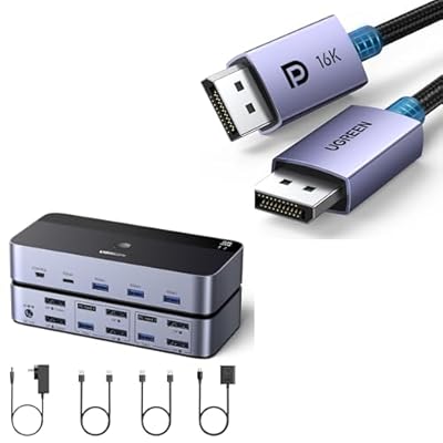 UGREEN 16K DisplayPort Cable 2.1 [VESA Certified] DP2.0 40Gbps Support 8K@240Hz 4K@240Hz HDR, HDCP, DSC 1.2a, Braided Display Port Cable Cord Compatible FreeSync G-Sync Video Card Monitor, 6.6FT