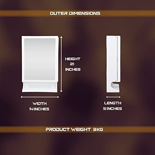 Image of Happer Plastic Premium Multipurpose Wall Mounted Storage Cabinet with Mirror (White) (Pack of 2)