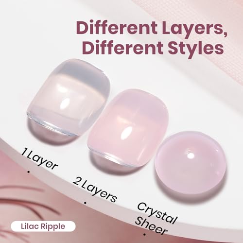 Image of Beetles Lilac Ripple Nude Pink Gel Polish - 15ML Full Size Neutral Jelly Nude Pink Nail Polish Base Color Nail Concealer Sheer Translucent Effect Soak Off UV LED French Nail Art DIY Manicure Gifts