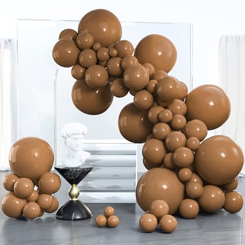 Image of PartyWoo Brown Balloons 100 pcs Different Sizes of 18 12 10 5 Inch Boho Neutral Coffee Dark Brown Balloon Arch Kit Garland for Wedding Baby Shower Gender Reveal Birthday Party Decorations Brown-F09