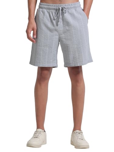 Image of StitchX Men's Airport Look Textured Seersucker Cotton Resort Shorts-S-2XL