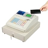 48 Keys Electronic Cash Register, Cash Register POS Systems, Square POS Terminal Cash Register with Drawer, Thermal Printer & 8 Digital LED for Supermarkets Shopping Malls Restaurants (White)