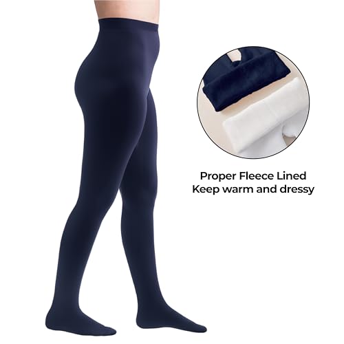 PICCOLO HOSIERY Girls Fleece-Lined Winter Tights, School Uniform – Warm, Cozy & Stylish for Cold Weather, Black, Navy, White3