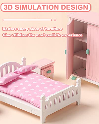 Besting Wooden Doll House Furniture Set Colorful Pretend Play Toys With Wood Miniature Bedroom Dollhouse Accessories For Kids Girls Boys Intellectual Education (Lt226) #TOP2