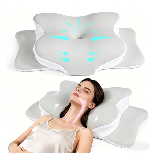 Pillow for Neck Pain Relief, Cooling Memory Foam Cervical Contour Support