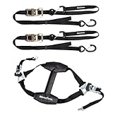 MotoTote Deluxe Motorcycle Tie Down Bundle for Motorcycles (Soft Loop, Ratcheting Tie Downs & Innovative TireSling)