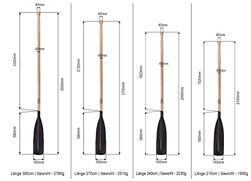 Holzruder John Paddle Set mit Kompositblatt und Dollen