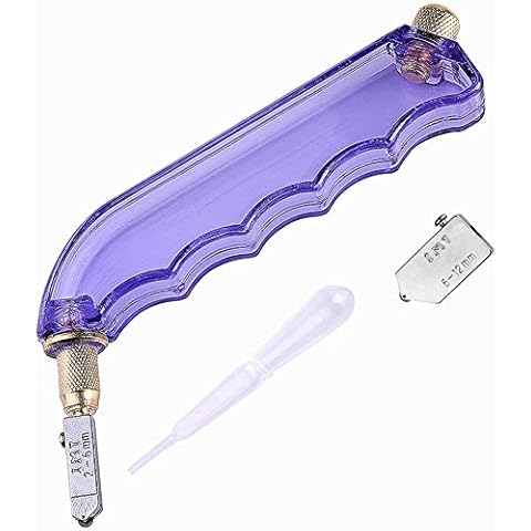 IMT Pistol Grip Oil Feed Glass Cutter Tungsten Carbide, Professional Stained Glass Cutting Tool with 2 Replaceable Head and Oil Reservoir- 2mm-12mm Cover
