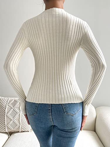 Verdusa Women's Mock Neck Fitted Sweaters Casual Long Sleeve Pullover Top2