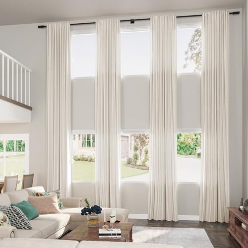 Light Beige Linen Extra Long Curtains 204 Inch for Living Room Bedroom Back Tab Privacy Semi Sheer Natural Boho Farmhouse Light Filtering for Floor to Ceiling 2 Story Large Window 1 Panel, W52xL204 by Guken - Used condition - Image 7