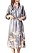 Produktbild Dolamen Damen Morgenmantel Kimono, Glatte Satin Nachtwäsche Bademantel Robe mit Kran und Blume Kimono Negligee Seidenrobe locker Schlafanzug, Langer Stil & 2018 (Medium, Silber)