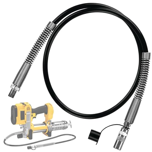 Image of ZZHANFF Upgrade DCGG5703-42 42 Inch Grease Gun Hose fits DEWALT 1/8" NPT Handheld Grease Gun,10, 000 PSI.(With Hp Coupler,Free dust cap)