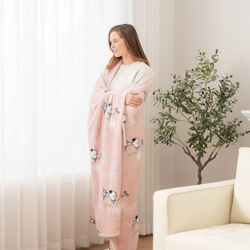 Image of Berkshire Blanket Peanuts VelvetLoft Cute Character Snoopy Plush Throw Blanket,Peanuts Snoopy Make A Wish Spring Pink,Throw 55 in x 70 in (Official Peanuts Product)