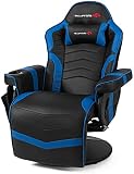 CHEFJOY Massage Gaming Chair, Reclining High Back Office Chair w/Adjustable Backrest &amp; Footrest, PU Leather Swivel Ergonomic Computer Chair w/Side Pouch &amp; Cup Holder for Adults (Navy)