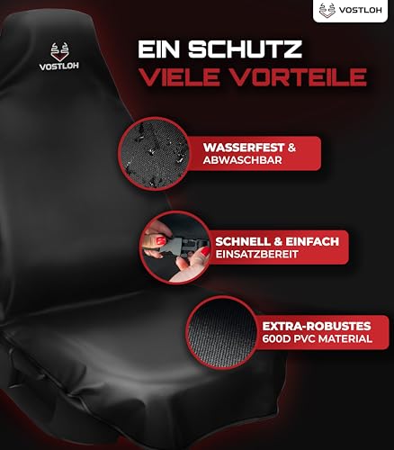 VOSTLOH Autositzschoner Vordersitz – Wasserdichter Sitzschutz Universal passend – Auto Sitzbezug abwaschbar & reißfest – inkl. Beutel zur Aufbewahrung