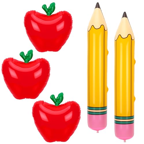 NOVWANG Back to School Balloon Decorations Set Giant Pencil Balloons Inflatable Apples Balloons for School Events Classroom Home Office Party Decor