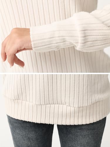 Image of Women's Long Sleeve Shirt V Neck Autumn Loose Top Lightweight Sweater Fashion Outerwear Casual Ladies Tops Beige