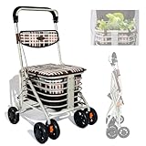 Walkers for Seniors with Seat, 180 lbs Capacity, Foldable & Lightweight, Adjustable Height, Rolling Walker with Brakes and Comfortable Chair for Mobility and Rest (22x19.7x35.4in)