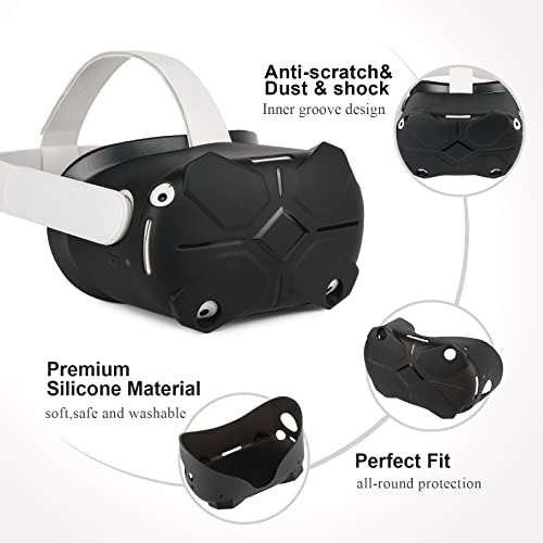 Vr Shell Front Protector Cover For Oculus Quest 2, Silicone Protective Headset Cover Anti Scratch Anti Dust Anti Shock, Compatible With Quest 2 Accessories (Black) #TOP3