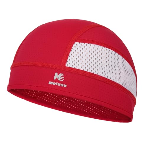MELASA Cooling Skull Caps Helmet Liner, Lightweight Mesh Under Helmet Cycling Motorcycle Hard Hat Sweat Liner for Men Women Red