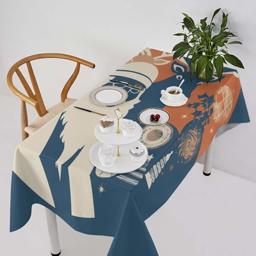 Nappe de table rectangulaire avec silhouette de Père Noël au design imprimé élégant