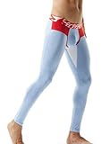 SEOBEAN Mens Low-Rise Underwear Pants Long John Cotton (2964 Light Blue, XL(34-36“)