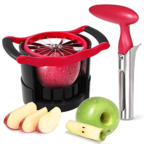 Image of Newness Apple Cutter Slicer, [Upgraded] Cut Apples All The Way Through, [Large Size] 16 Slices HEAVY DUTY Apple and Pear Corer Divider with Base, Stainless Steel Kitchen Tools Fruits Peeler, Wedger…