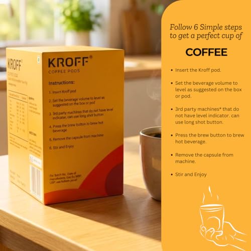 Image of KROFF Vietnamese Black Coffee Pods | Dolce Gusto Compatible | Espresso - Medium Dark Arabica Robusta Blend Roast | 10 Pods Per Box