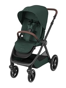 Maxi-Cosi Oxford Plus Baby Kinderwagen, 2-in-1 Set, mit Babywanne, 0–4 Jahre, 0–22 kg, kompakt zusammenklappbar, Sanfte Federung, 3 Liegepositionen, 10 kg großen Aufbewahrungskorb, Twillic Green