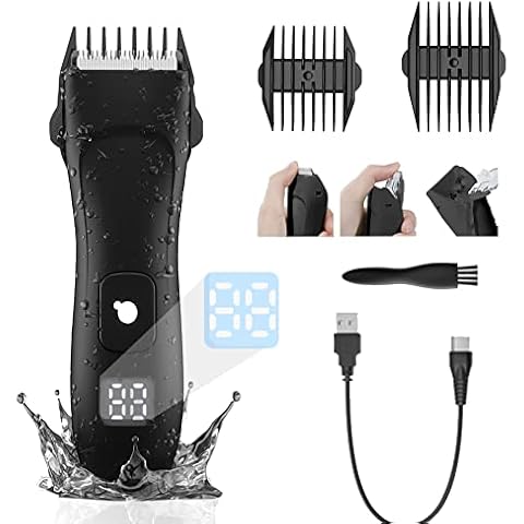 Electric Body Hair Trimmer for Mens Beard Trimmer with LED Display, Hair Clipper for Men Cordless Beard Trimmer USB Rechargeable, Body Shaver for Men Pubic Groin Hair Waterproof Wet/Dry Clippers Cover
