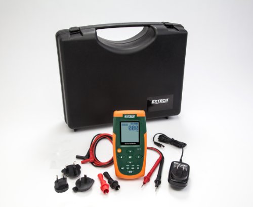 Image of Extech PRC10 - Precision Current Calibrator & Meter - 0-24 mA Sourcing & Measuring, 0.01% Accuracy, Backlit LCD, User Presets, Banana I /O - Includes Leads, Clips, Universal AC Adapter, Hard Case | Sources and measures DC current 0-24mA (-25 to 125%), 0.05% accuracy, 5 presets, banana I /O, leads, AC adapter