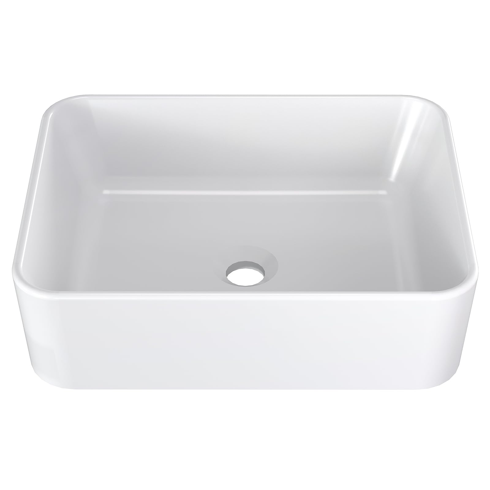 Vessel Sink Rectangular,19" x 15" Bathroom Sink White Rectangle Porcelain Sink Lavatory Vanity Ceramic Vessel Sink, Rectangular Above Counter Sink Art Basin