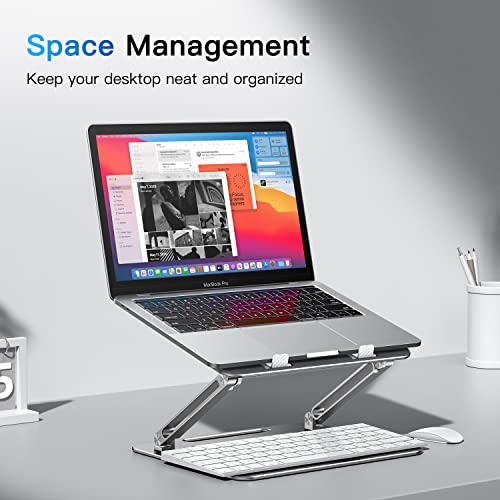 Gatatol Foldable Laptop Stand, Portable Height Adjustable Computer Stand For Desk, Ergonomic Riser Holder Mount For Macbook Air/Pro, Surface, Dell, Hp, Lenovo, Notebooks (10-15.6'') -S (Silver) #TOP5