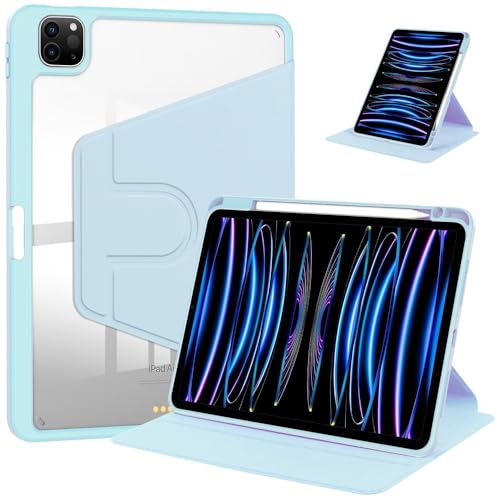 Coque iPad 8e génération 10.2 étui cuir silicone rotatif bleu ciel 2020