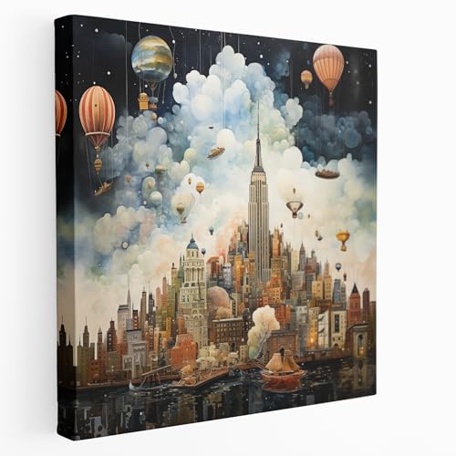 Painted Anarchy Urban Dreamscape Fusion - Surrealist Canvas Print, 32"