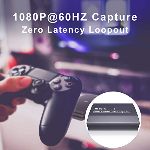ANSTEN Video Capture Card, HDMI to USB3.0 4K@60HZ Game Capture Device Support Windows Linux OS X System OBS YouTube Twitch Streaming and Recording for PS4 Xbox One Game Use