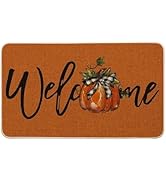 Artoid Mode Orange Pumpkin Fall Welcome Doormat, Autumn Home Decor Low-Profile Switch Rug Door Ma...