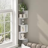 Furinno Rossi 5-Tier Floating Corner Shelf for Wall, Corner Zigzag Shelf Wall Mounted, Radial Wall Mount Shelves, for Home Office, Living Room, Bedroom, Bathroom, White