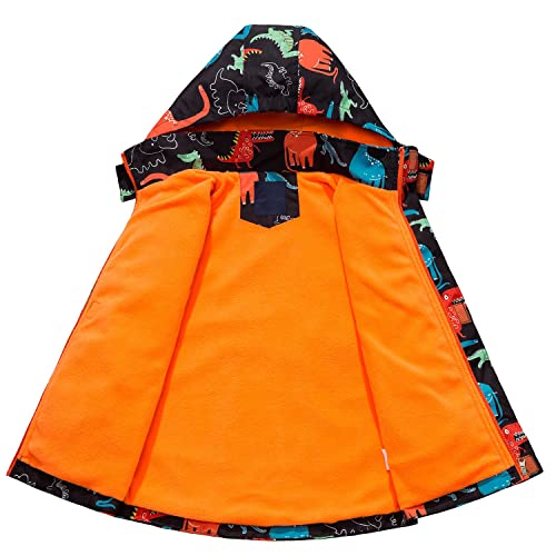 Boys Water Resistant Jacket Coat Kids Fleece Lined Hooded Raincoat Outdoor Teen Windbreaker Jacket Green4