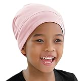 ELIHAIR Gorro de dormir para niños con forro sedoso de satén con banda elástica ajustable para adolescentes y niños pequeños, cubierta de pelo rizado natural (rosa caramelo)