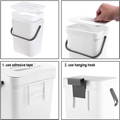 Lalastar Mini Desktop Trash Can With Lid, Small Countertop Garbage Can, Plastic Tiny Tabletop Wastebasket For Office/Kitchen/Coffee Table, 3L/0.8 Gal, White #TOP5