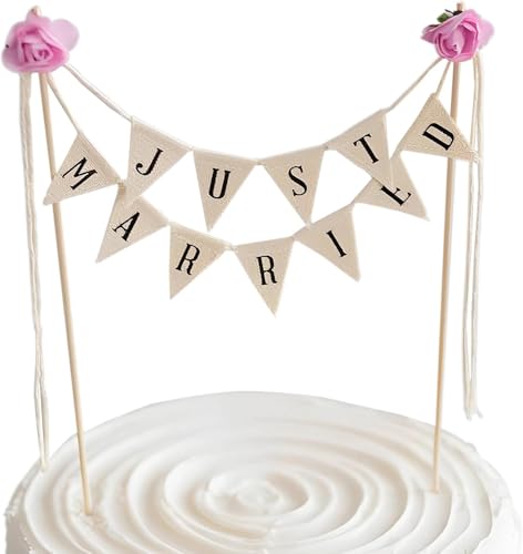 ToVii Happy Birthday Cake Banner Wedding Cake Topper, Vintag
