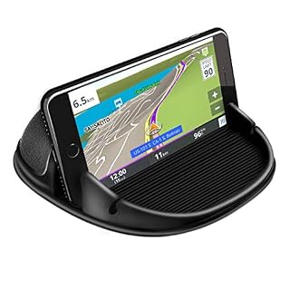 Loncaster Car Phone Holder, Car Phone Mount Silicone Car Pad Mat for Various Dashboards, Slip Free Desk Phone Stand Compatible with iPhone, Samsung, Android Smartphones, GPS Devices and More, Black
