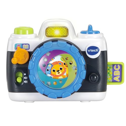 VTech Mi Primera cámara, cámara de Juguete para niños con Sonidos y Flash realistas, Objetivo y Bisel giratorios, Idioma Italiano, Pilas Incluidas, 12-36 Meses