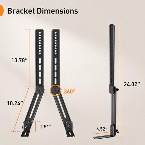 Image of Perlegear Soundbar Mount with Adjustable Height, Sound bar Mount up to 15 lbs, Soundbar Mount Under or Above TV, Soundbar tv Mount Bracket with Detachable Long Extension Plates PGSM04B
