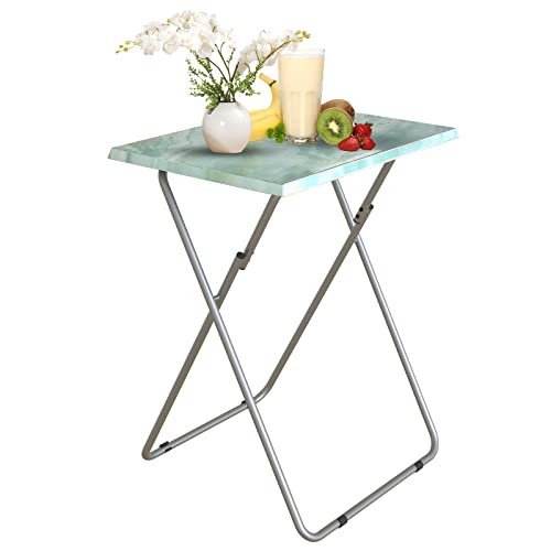 Image of Garden 4 you Folding TV Tray Table TV Dinner Table with Sturdy MDF Top,Eating Trays for Living Room with No Assembly Required 15 x 18.9 x 26 in(Sea Blue,1PC)