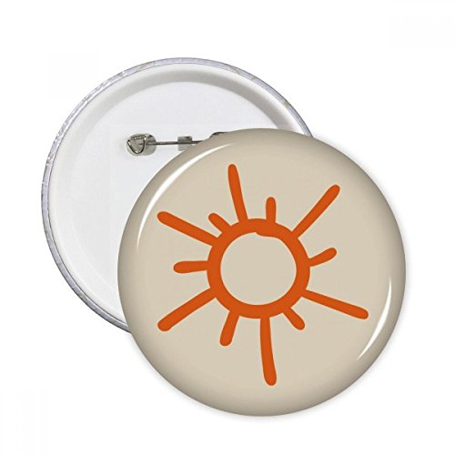 Badge de peinture à la main orange Sun soleil broche ronde multicolore L