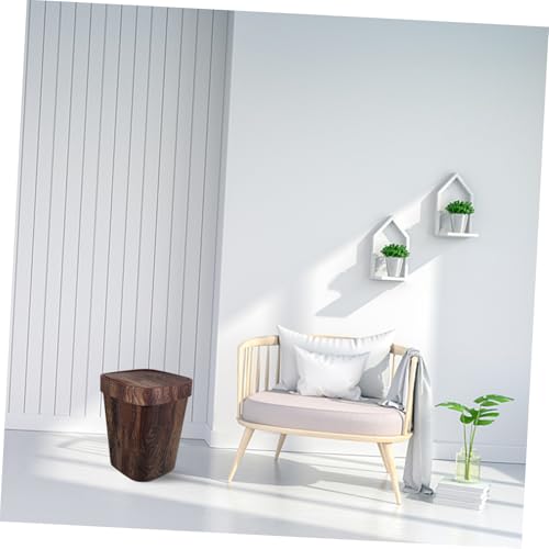 TOPPERFUN Vintage Holz Abfalleimer mit Schwingdeckel Kompakter Mülleimer im Landhausstil Geruchsreduzierender Papierkorb für Küche Bad Wohnzimmer Braune Holzmaserung Stilvoll und Praktisch – Bild 6